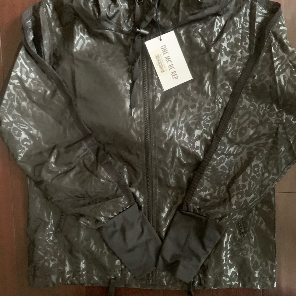 Zyia Black Leopard Bomber Jacket small
